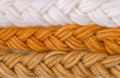 Braided wool yarn samples colored by henna and henna and amalaki mix Royalty Free Stock Photo