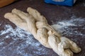 Braiding challah bread dough at home