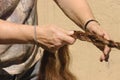 Braiding a horses tail