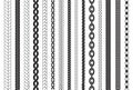 Braids seamless pattern. Braid brushes decorative elements for design. Ropes and chains textures, strings knitted decent