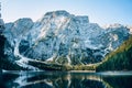 Braies Lake in Dolomites mountains, Sudtirol, Italy