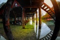 Hut on Braies Lake in Dolomiti mountains and Seeko. Royalty Free Stock Photo