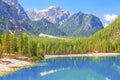 Braies Lake scenery Royalty Free Stock Photo