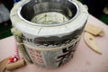 Shallow depth of field selective focus details with a traditional Japanese sake barrel after the Sake Barrel Ceremony Ã¢â¬ÅKagami-