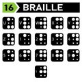 braille alphabet icon set include a to z Royalty Free Stock Photo