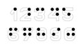 Braille alphabet numbers. English version of Braille alphabet. Numbers for vision disable blind people Royalty Free Stock Photo