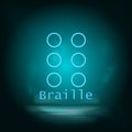 Braille blue neon  icon. Simple element illustration from map and navigation concept. Braille blue neon  icon. Real Royalty Free Stock Photo