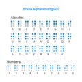 Braille English alphabet letters. Writing signs system for blind or visually impaired people. Vector illustration. Royalty Free Stock Photo