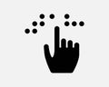 Braille Icon. Blind Person Hand Finger Touch Read Communication Language Alphabet Sign Symbol Royalty Free Stock Photo