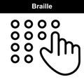 Braille icon for visually challenged people single stroke editable