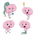 Vector set of illustration of pink color brain