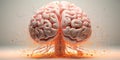 brain with activated areas when solving complex problems. Generative AI