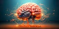 brain with activated areas when solving complex problems. Generative AI
