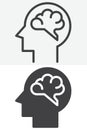 Brain activity line and solid vector icon set Royalty Free Stock Photo