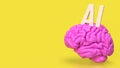 The Brain and AI text for technology concept 3d rendering