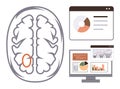 Brain Analysis with Data Visualization on Monitors Highlighting Cognitive Insights Royalty Free Stock Photo