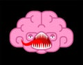 Brain Angry monster. Bad mutant thoughts. Evil brains. Vector illustration