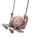 Brain with arms and legs on a swing