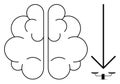 Brain with an Arrow Pointing Down to a Scale Representing Thought and Decision-Making Royalty Free Stock Photo