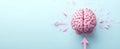 brainstorming: pink brain with directional arrows Royalty Free Stock Photo