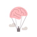 Brain as hot air balloon, free mind, imagination, creative concept illustration