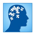 Brain as Puzzle Pieces In Head Royalty Free Stock Photo