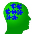 Brain as Puzzle Pieces In Head Royalty Free Stock Photo