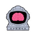 Brain in astronaut helmet. Brains spaceman. vector illustration