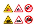 Brain Attention and stop. Caution brains. Man sex on gyrus. Red traffic sign attentiveness set Royalty Free Stock Photo