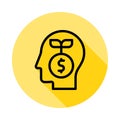 brain, banking, investment, saving icon long shadow
