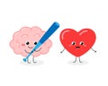 Brain with baseball bat and ecstatic heart