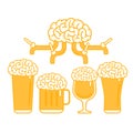 Brain Beer Tap and Various Types of Glass Royalty Free Stock Photo