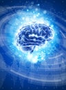 Brain - blue technology illustration