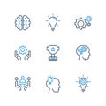 Brain, Brainstorming, Idea, Creativity Two Tone Line Icon Set Vector