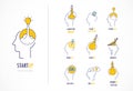 Brain, buisness and Creative mind design icon. Man head people symbol