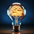 Brain bulb, AI generated Royalty Free Stock Photo