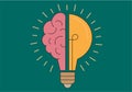 brain and bulb fusion vector illustration idea Royalty Free Stock Photo