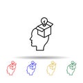 Brain, bulb, gift multi color style icon. Simple thin line, outline vector of creative thinking icons for ui and ux, website or