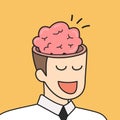 Brain in businessman head doodle style Royalty Free Stock Photo
