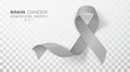 Brain Cancer Awareness Month. Grey Color Ribbon Isolated On Transparent Background. Vector Design Template For Poster Royalty Free Stock Photo