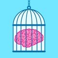 Brain captured in birdcage Royalty Free Stock Photo