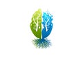 Brain care logo, healthy psychology icon, alzheimer symbol, nature mind concept design Royalty Free Stock Photo