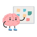 Brain Cartoon Character with Sticky Notes Royalty Free Stock Photo