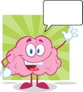 Brain Cartoon Character Waving For Greeting With S
