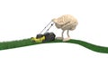 Brain cartoon with Lawnmower cutting grass