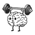 Brain Cartoon Lifting Weights raster Royalty Free Stock Photo