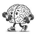 Brain Cartoon Lifting Weights vector Royalty Free Stock Photo