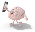 Brain cartoon take a self portrait with her smart phone