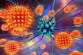 Brain cell infected by viruses Royalty Free Stock Photo