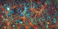 Brain cells neurons and nervous system. Neural network concept, Generative AI Royalty Free Stock Photo